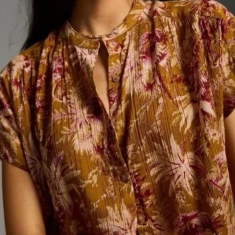 Anthropologie Pilcro Short Sleeve Floral Top